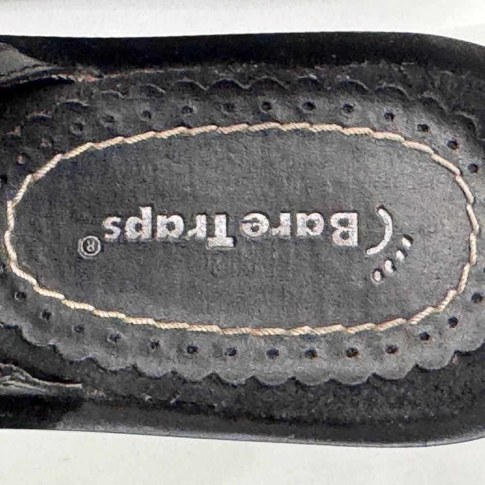 BareTraps Clearly Black Leather Braided Wedge Sandals Womens 9.5M